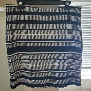 Navy and white striped skirt